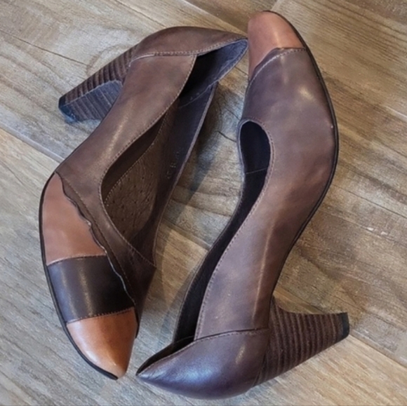 Spring Step Mirth Bohemian Leather Pumps in Two-Tone Brown, Size 37, Size 7 - Picture 2 of 16